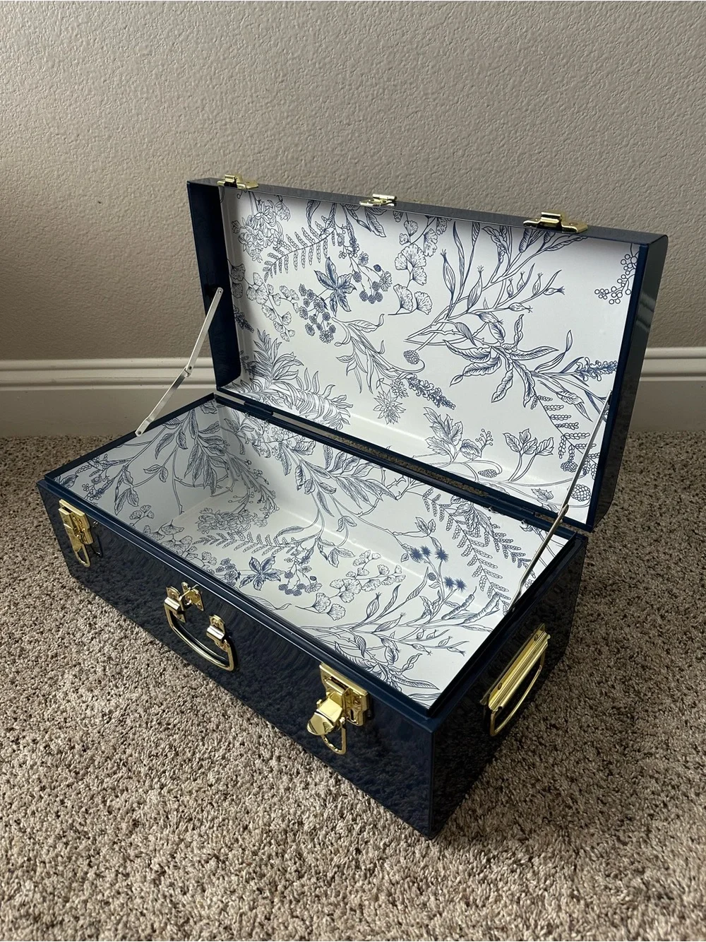 Blue Metal Keepsake Trunk - Baby or Wedding